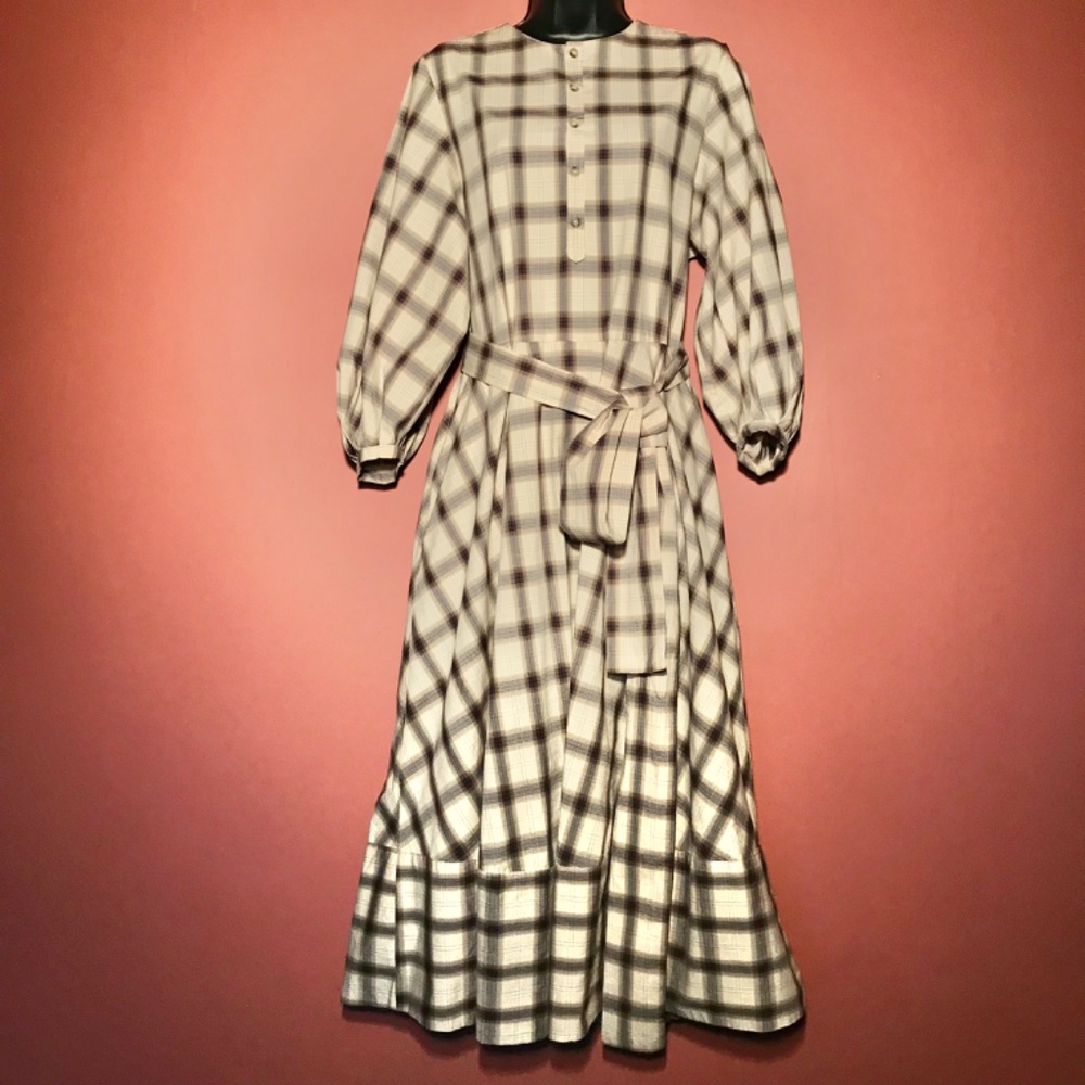 Zara Oversized Cotton Plaid Shirt Dress With Belt Tie Lagenlook Long Sleeves - Picture 12 of 12